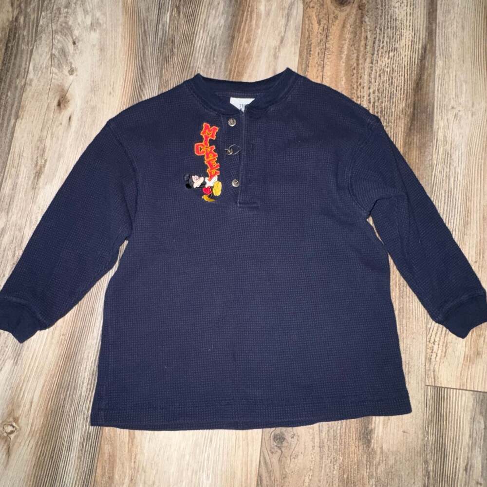 Vintage kids Disney Mickey embroidered waffle XS (size 4) navy Disney store